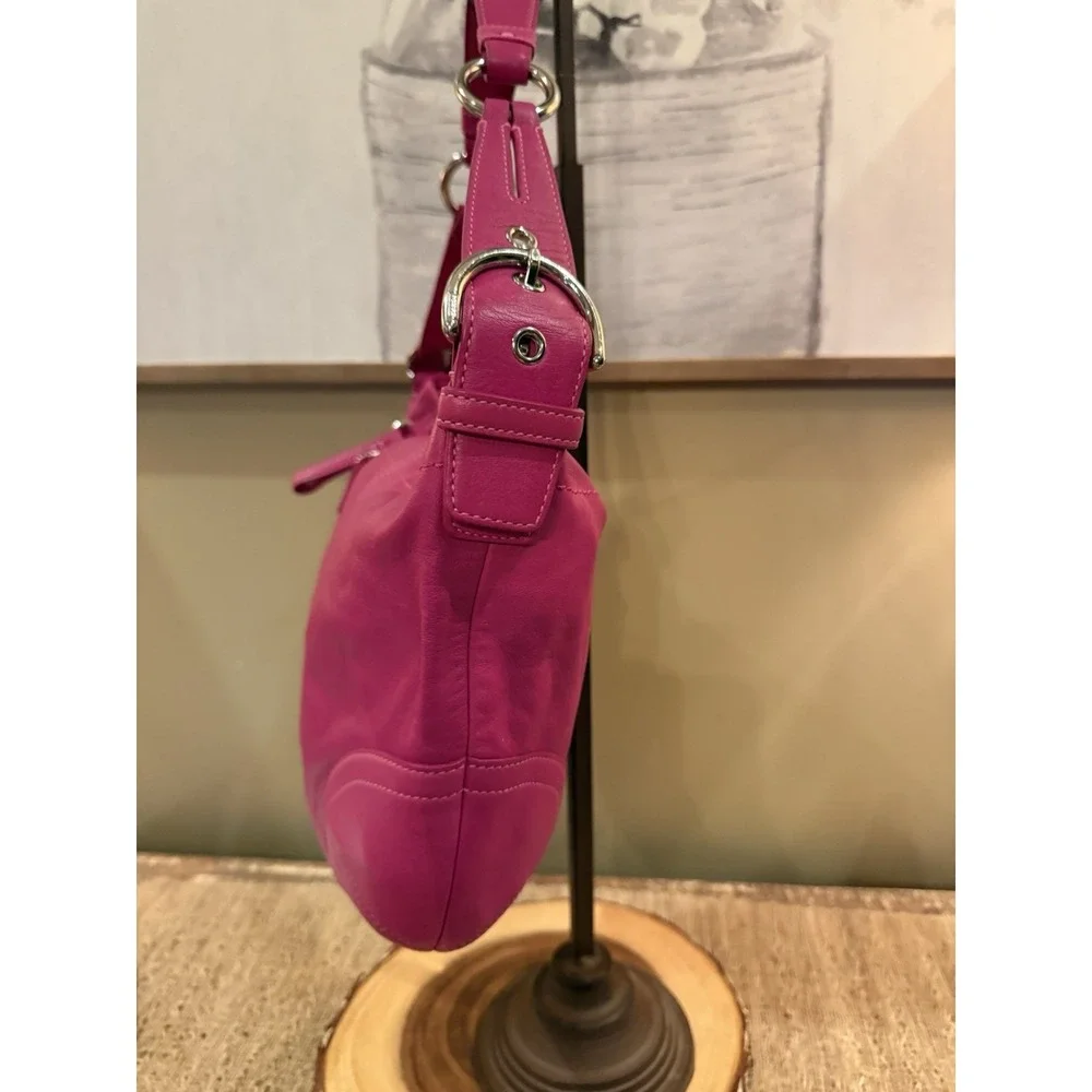Coach Hobo Top Zip Raspberry Leather Hobo‎ Shoulder Bag  #3651  Rare Authentic